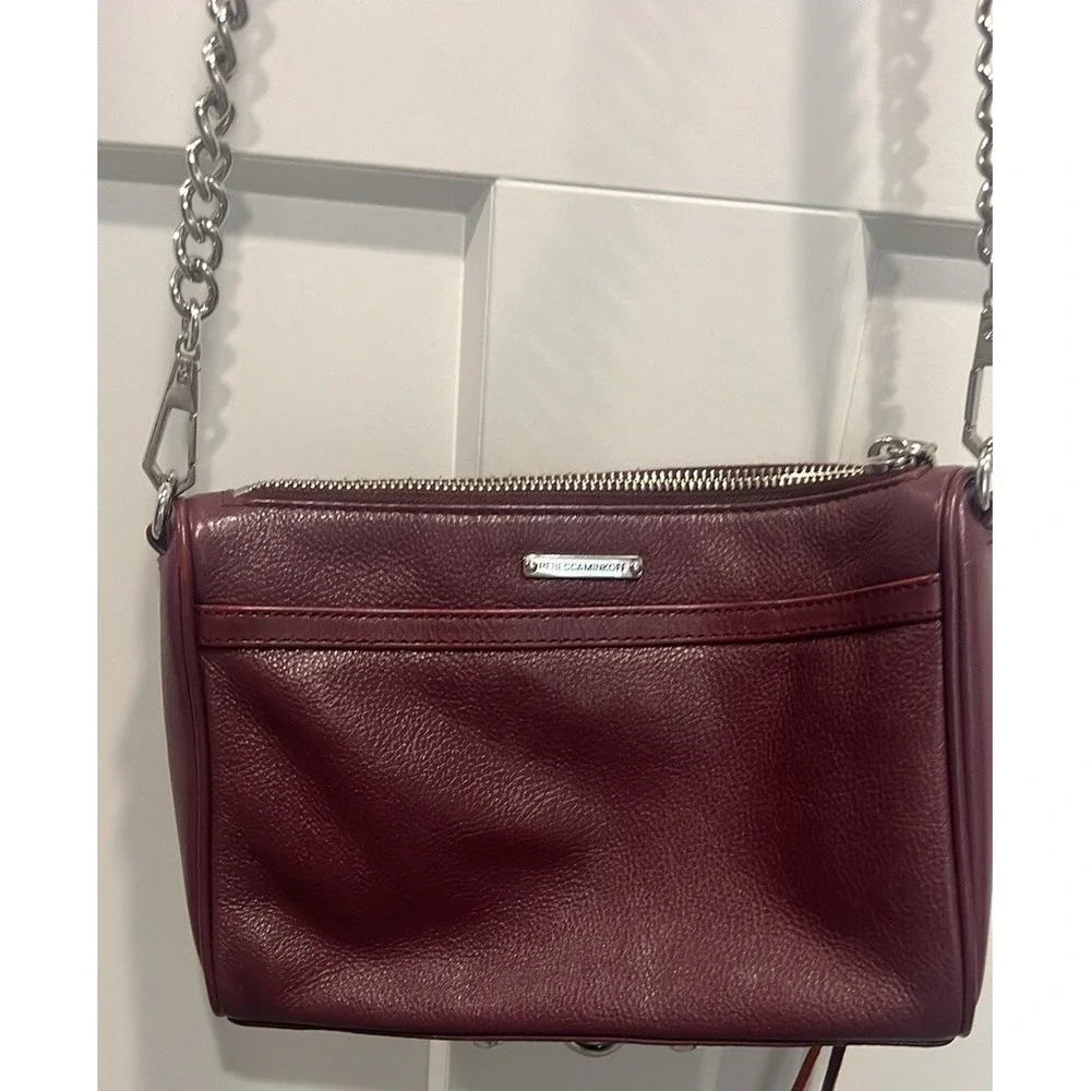 Rebecca Minkoff Crossbody Purse Leather Silver‎ Hardware Burgundy Color Bag